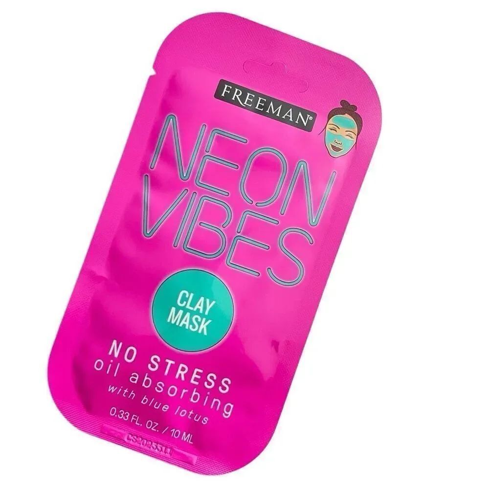 Freeman Neon Vibes No Stress Clay Face Mask Blue Lotus Oil Absorbing Travel Size